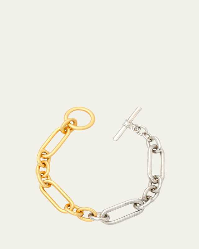 Two-Tone Link Bracelet, 7"L